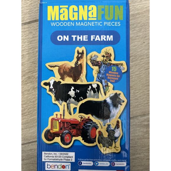 NEW Magna Fun Wooden Magnetic Pieces On The Farm 15 Pack - Picture 2 of 2